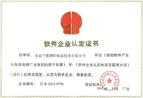 博陽雙軟企業證書